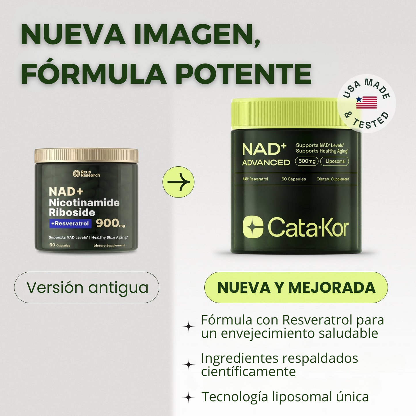 Cata-Kor™ - Liposomal NAD+ 250mg | Energía, Enfoque y Longevidad - 60 Cápsulas