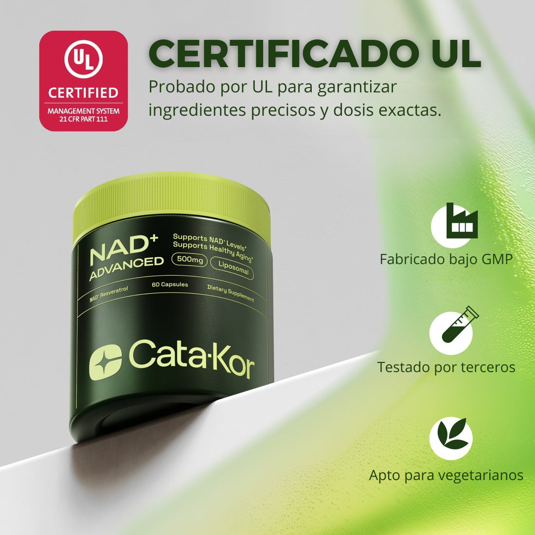Cata-Kor™ - Liposomal NAD+ 250mg | Energía, Enfoque y Longevidad - 60 Cápsulas